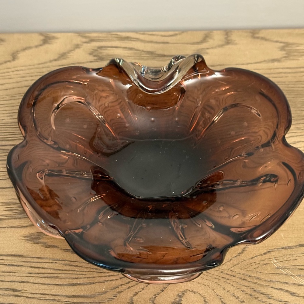 Murano Art Glass Bowl Brown - Italy